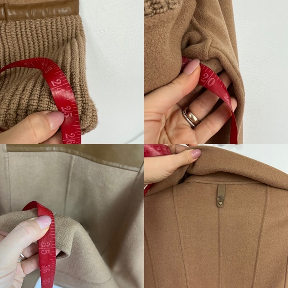Mackage Camel Brown Tessa Wool Coat Leather Trim - Picture 9 of 12